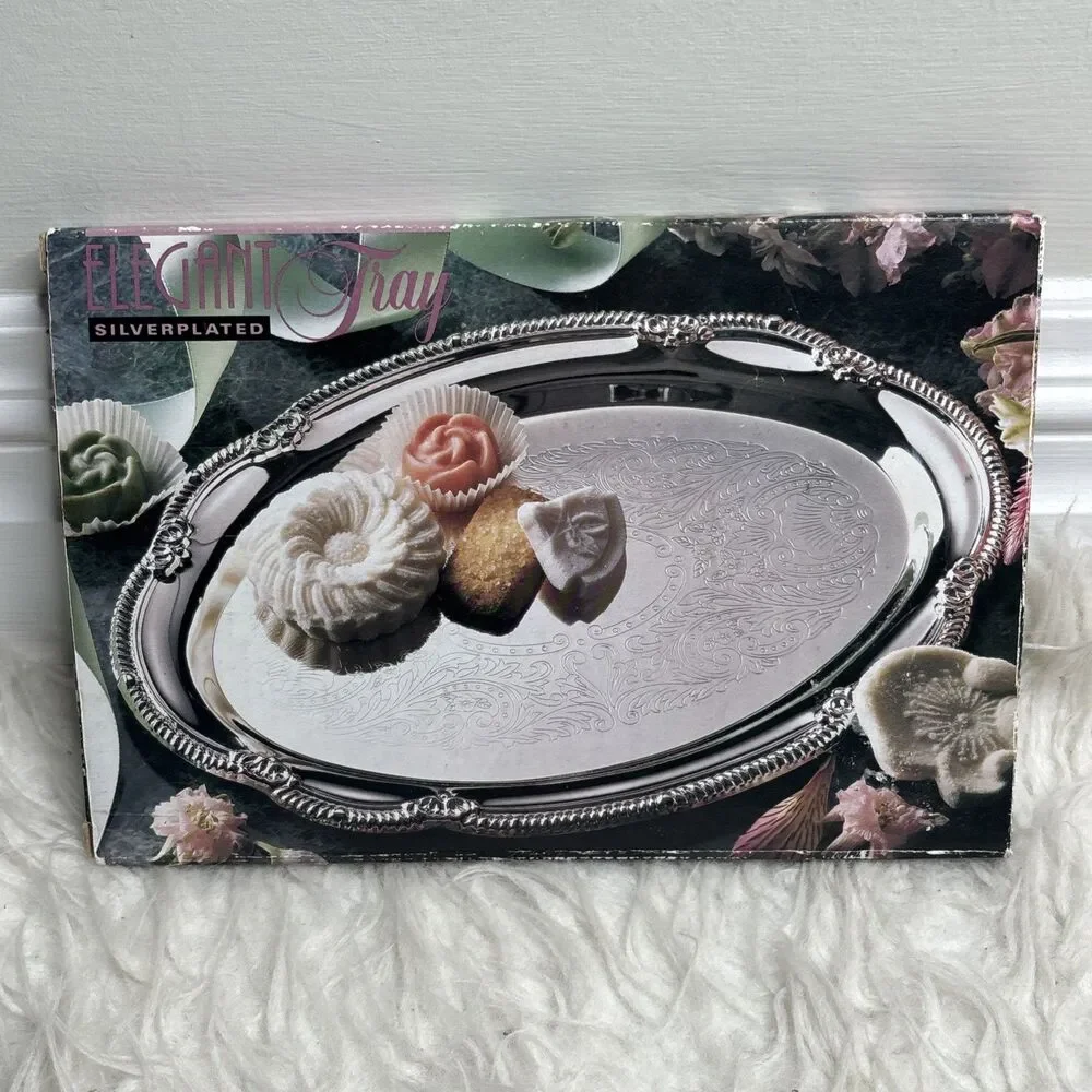 Elegant Silver plated Serving Tray By Old Hampshire Approx 10
